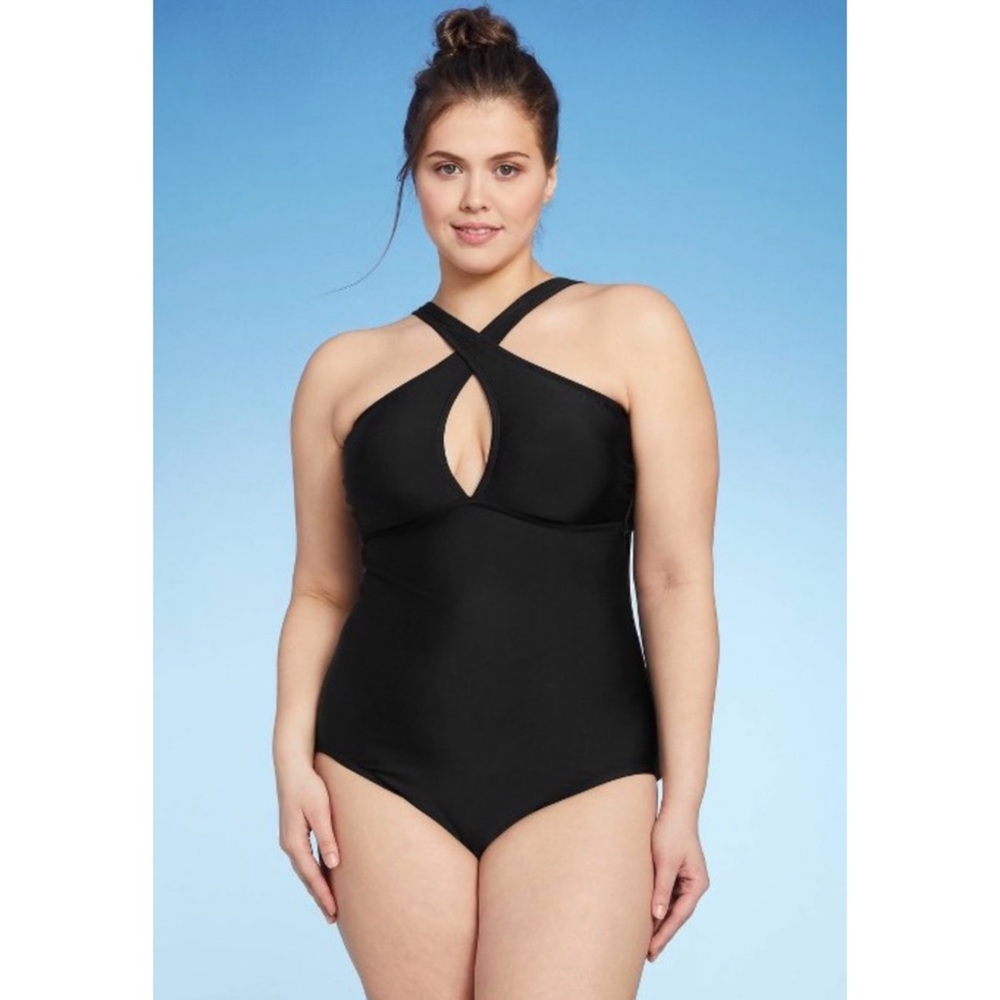 NWT Kona Sol Women’s Convertible Cross Neck One Piece Swimsuit Black XL